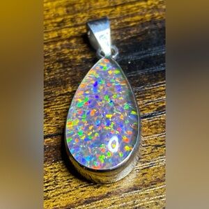 Elegant Multicolor Fire Opal Pendant set in 925 Sterling Silver